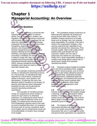 Solutions for Exercises from Managerial Accounting, 15th Edition by ...
