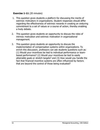 Solutions for Exercises from Managerial Accounting, 15th Edition by ...