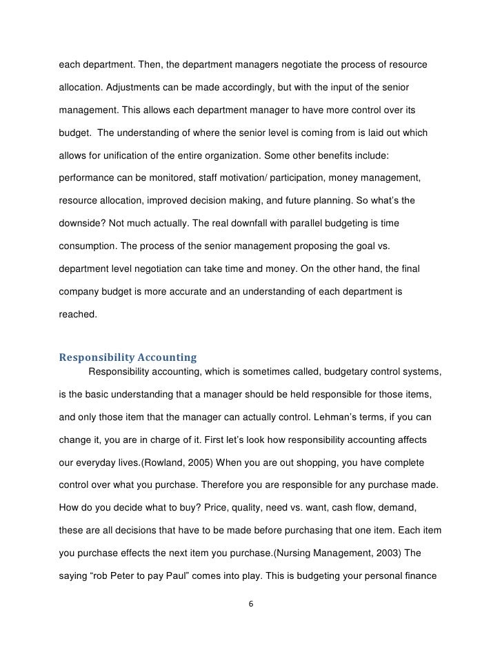 Essay on responsibility accounting