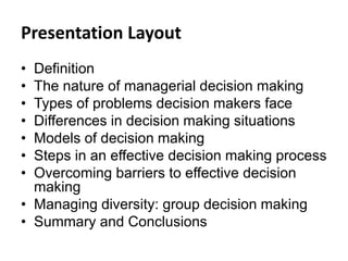 Managerial Decision Making