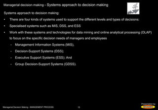 Managerial Decision Making - MANAGEMENT PROCESS | PDF