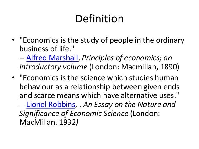 Essay nature significance economic science