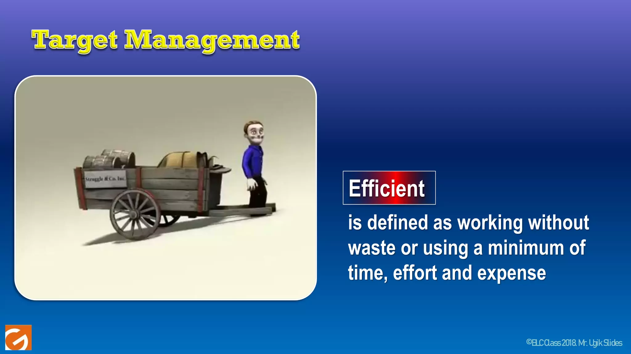 ©BLCClass2018.Mr.UgikSlides
Efficient
is defined as working without
waste or using a minimum of
time, effort and expense
 