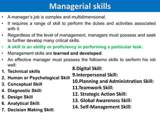 Managerial skills
