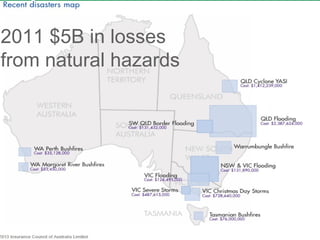2011 $5B in losses
from natural hazards
 