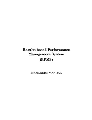 ResultsResults--based Performancebased Performance
Management SystemManagement System
(RPMS)(RPMS)
MANAGER’S MANUALMANAGER’S MANUAL
 