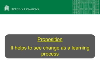 Proposition
It helps to see change as a learning
process
 