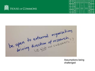 Assumptions being
challenged
 