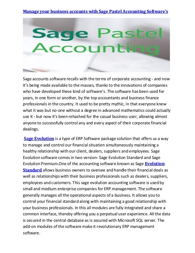 Manage Your Business Accounts With Sage Pastel Accounting Software S