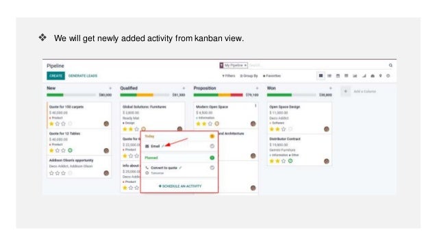 ❖ We will get newly added activity from kanban view.
 