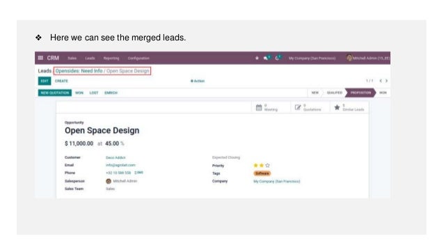 ❖ Here we can see the merged leads.
 