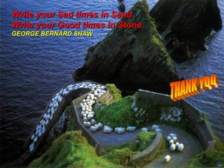 Write your Sad times in Sand.
 Write your Good times in Stone.
 GEORGE BERNARD SHAW




44
 