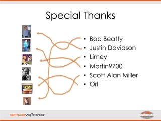 Special Thanks
• Bob Beatty
• Justin Davidson
• Limey
• Martin9700
• Scott Alan Miller
• Orl
 