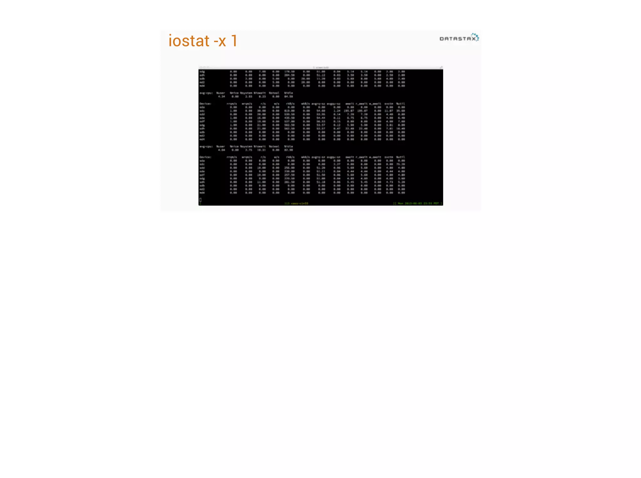 iostat -x 1

 