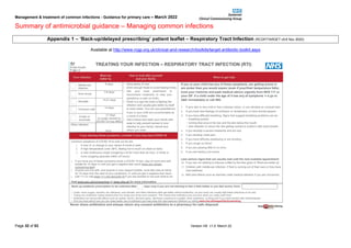 Management & treatment of common infections - Guidance for primary care – March 2022
Summary of antimicrobial guidance – Managing common infections
Page 32 of 53 Version HS v1.0 March 22
Appendix 1 – ‘Back-up/delayed prescribing’ patient leaflet – Respiratory Tract Infection (RCGP/TARGET v9.6 Nov 2020)
Available at http://www.rcgp.org.uk/clinical-and-research/toolkits/target-antibiotic-toolkit.aspx
 