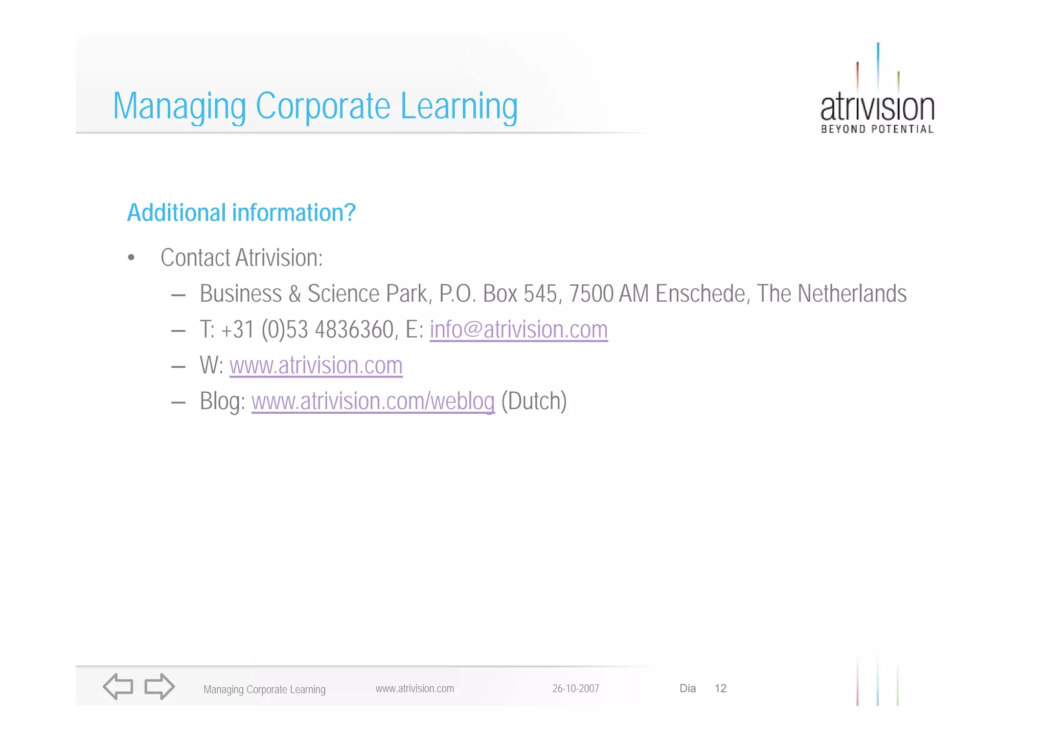 Managing Corporate Learning