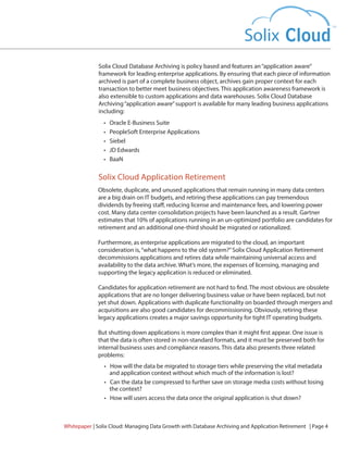 Solix Cloud – Managing Data Growth with Database Archiving and ...