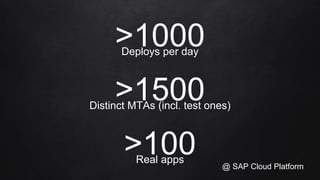 >1000Deploys per day
>100Real apps
>1500Distinct MTAs (incl. test ones)
@ SAP Cloud Platform
 