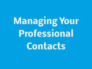 Managing Your Professional Contacts with BuzzStream