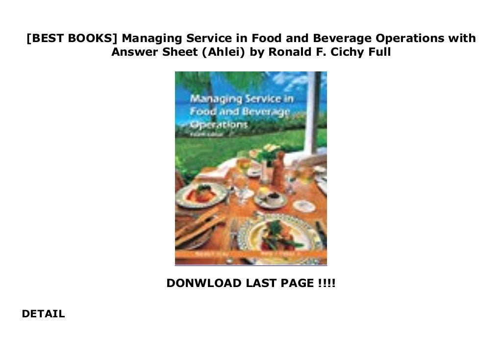  BEST BOOKS Managing Service In Food And Beverage Operations With