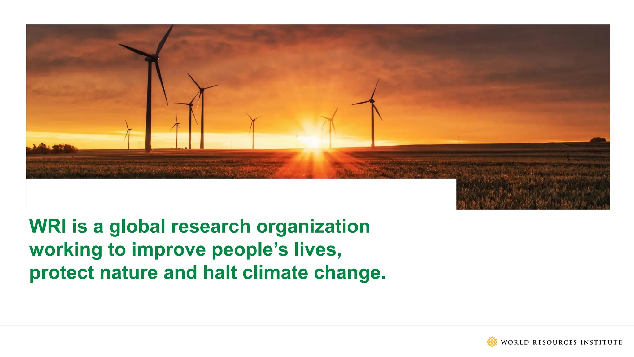 WRI is a global research organization
working to improve people’s lives,
protect nature and halt climate change.
 