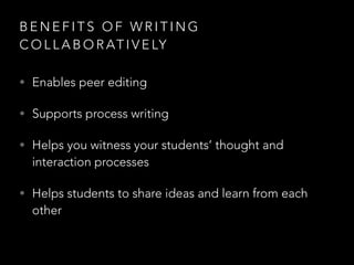 B E N E F I T S O F S H A R I N G I D E A S
T H R O U G H T R I C K E R
• Exploring the pros and cons of ideas
• Evaluating ideas
• Digging a bit deeper
Read more: http://nikpeachey.blogspot.com/2011/06/crowdsourcing-knowledge-with-students.html
 