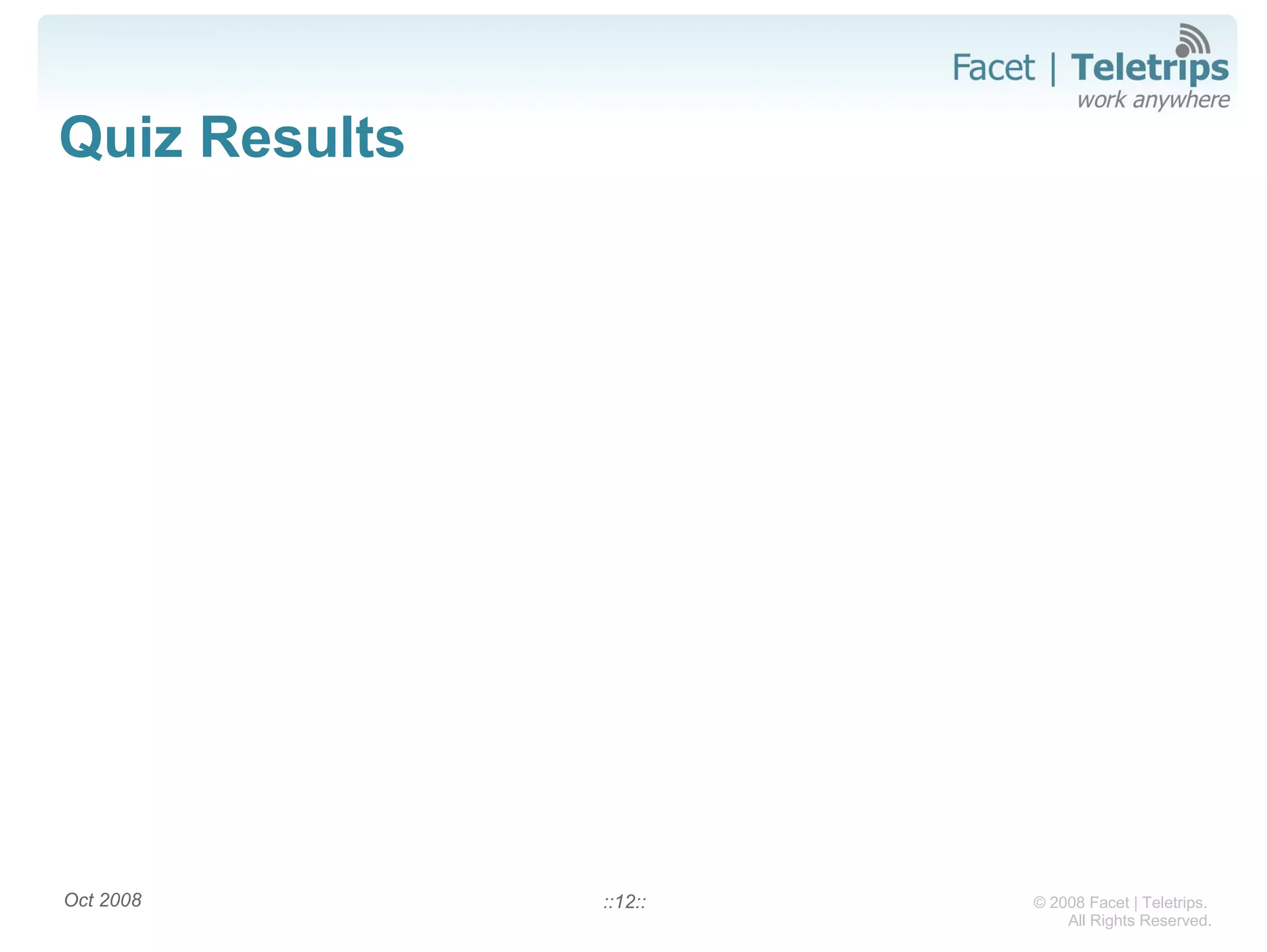 © 2008 Facet | Teletrips.
All Rights Reserved.
Quiz Results
Oct 2008 ::12::
 