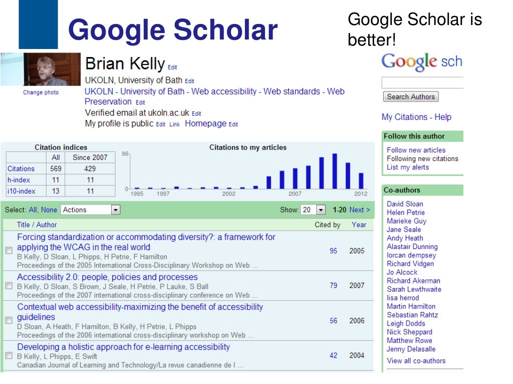 Google Scholar is Google Scholar