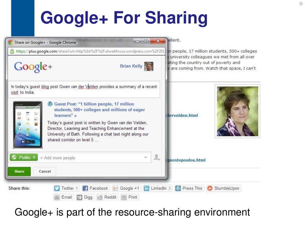 Google+ For Sharing Google+ is
