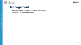 13
A
B
O
R
D
A
G
E
N
S
M
O
D
E
R
N
A
S
Management
Management 1.0: Comando e controle, organização
hierárquica de poder e top-down
 