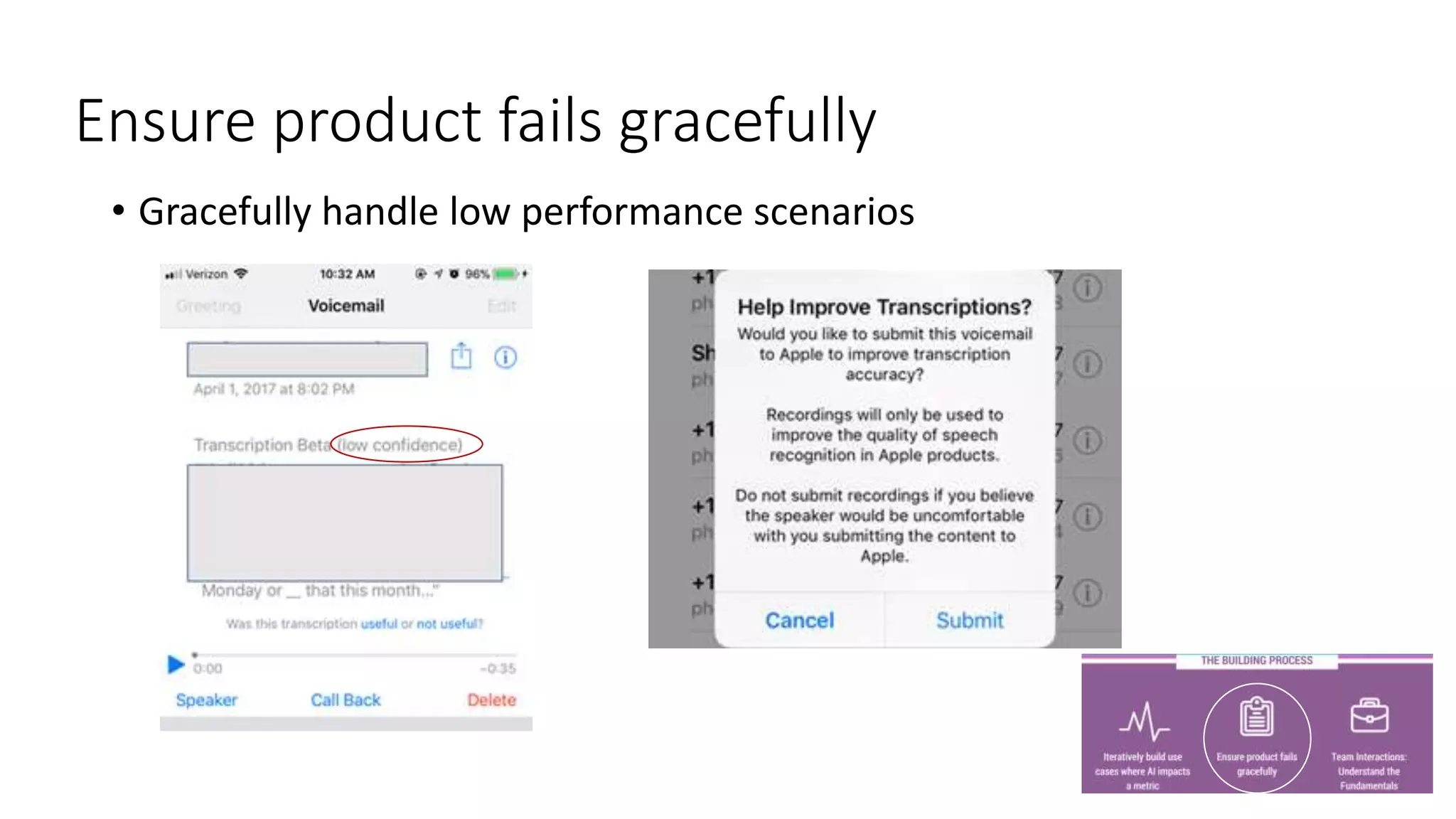 • Gracefully handle low performance scenarios
Ensure product fails gracefully
 