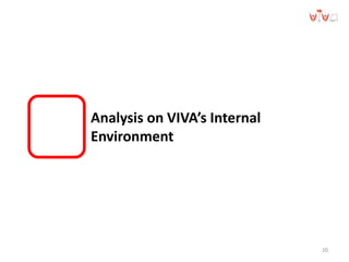 Analysis on VIVA’s Internal
Environment
20
 