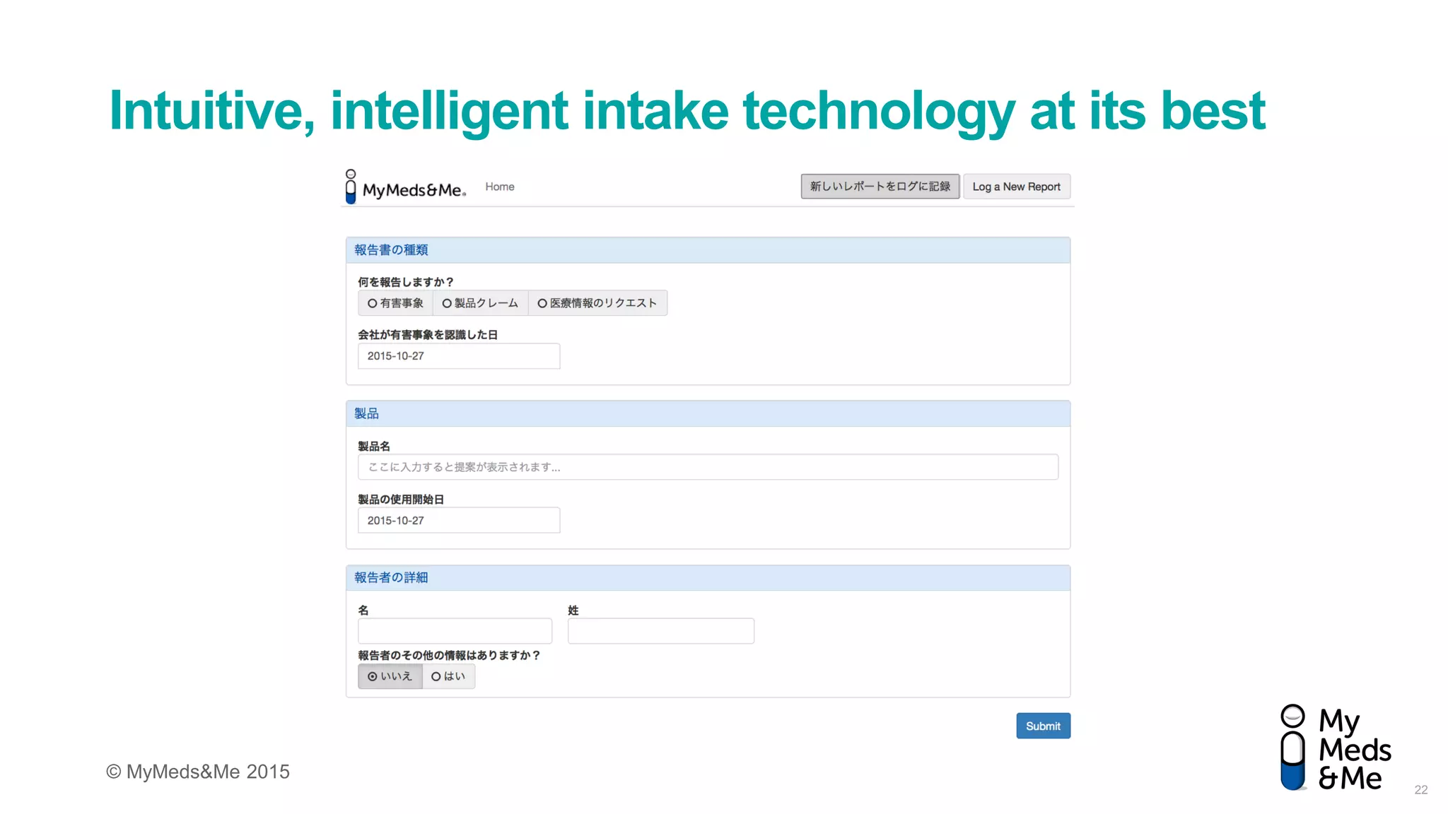 © MyMeds&Me 2015
Intuitive, intelligent intake technology at its best
22
 