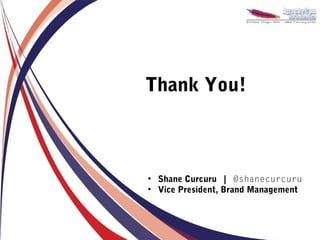 Thank You!



●
    Shane Curcuru | @shanecurcuru
●
    Vice President, Brand Management
 