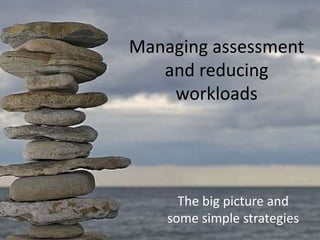 Managing assessment 
and reducing 
workloads 
The big picture and 
some simple strategies 
 
