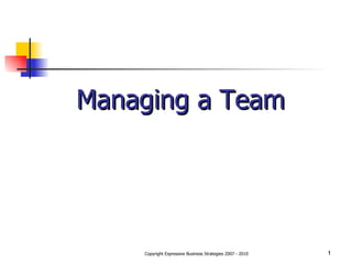 Managing a Team 