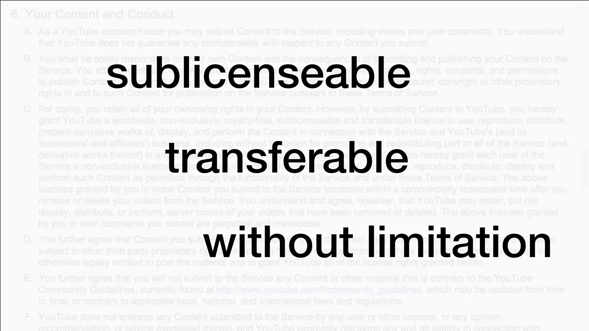sublicenseable
transferable
without limitation
 