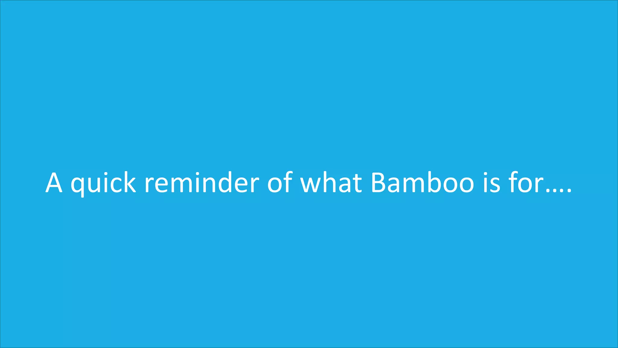 A quick reminder of what Bamboo is for….
 