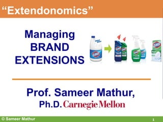 Prof. Sameer Mathur,
Ph.D.
Managing
BRAND
EXTENSIONS
“Extendonomics”
1© Sameer Mathur
 