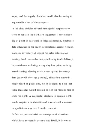 MANAGING BULLWHIP EFFECT TWO CASE STUDIESN. Ravichandran.docx
