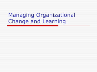 Managing Organizational
Change and Learning
 