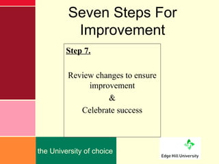 Seven Steps For
          Improvement
         Step 7.

         Review changes to ensure
              improvement
      ...