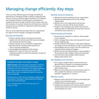 Managing change efficiently: Key steps
There are many different types of change and different           Identify zones of ...