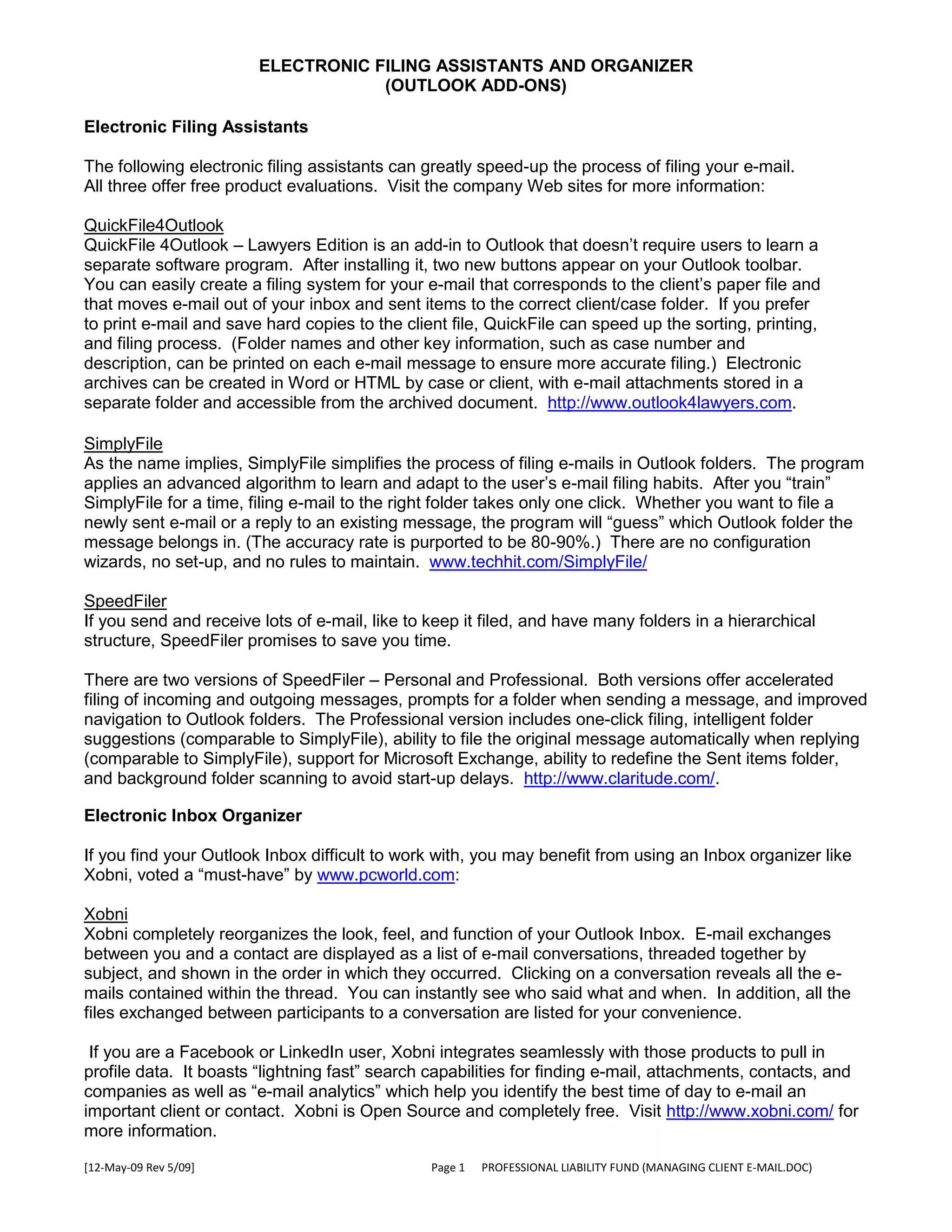 Managing Client E Mail