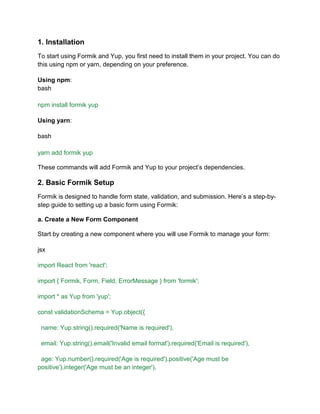 React.js Form Management with Formik and Yup in UAE Projects | PDF ...