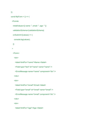 React.js Form Management with Formik and Yup in UAE Projects | PDF ...