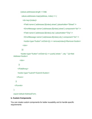 React.js Form Management with Formik and Yup in UAE Projects | PDF