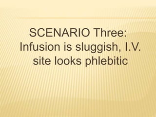 SCENARIO Three:
Infusion is sluggish, I.V.
site looks phlebitic
 