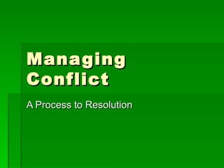 Managing Conflict A Process to Resolution 