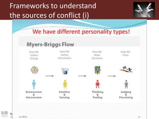 Frameworks to understand
the sources of conflict (i)
We have different personality types!
 